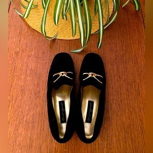 Marguise Black Suede/Leather Chain Link Maggie Penny Loafer size 7.5